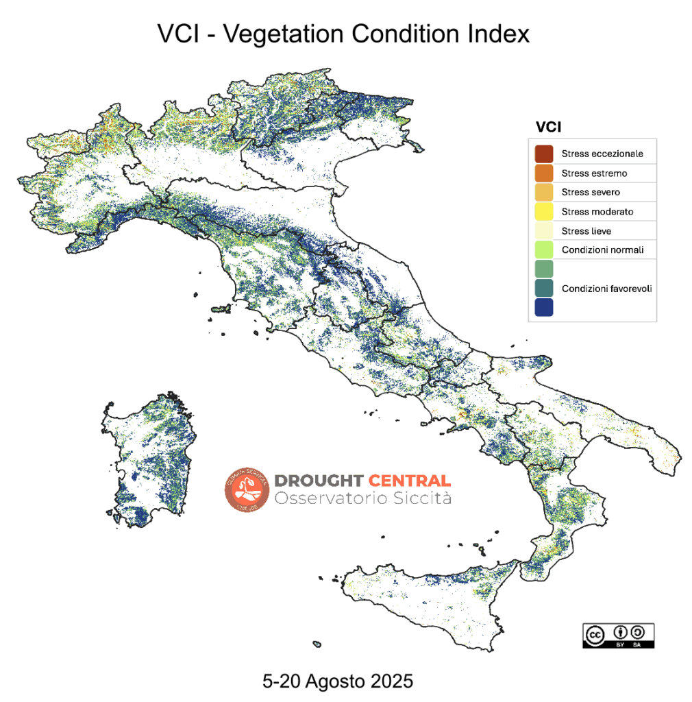 Stato della vegetazione forestale - Indice VCI 5 Agosto