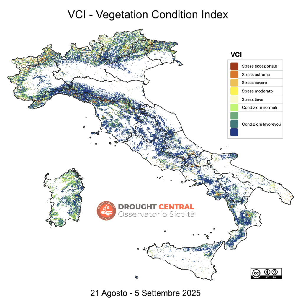 Stato della vegetazione forestale - Indice VCI 21 Agosto