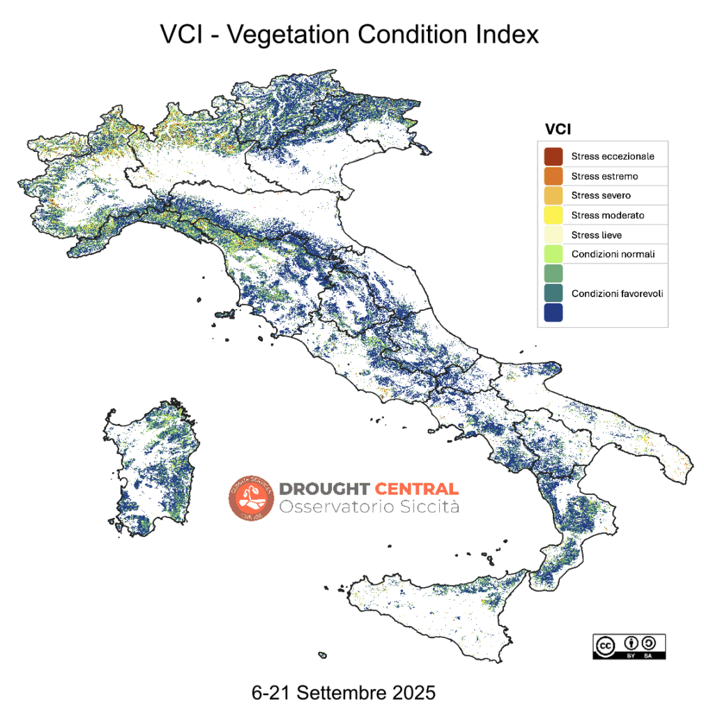 Indice di vegetazione VCI - 6-21 Settembre