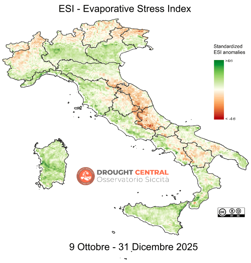 Evaporative Stress Index - 12 settimane - Ottobre-Dicembre 2025