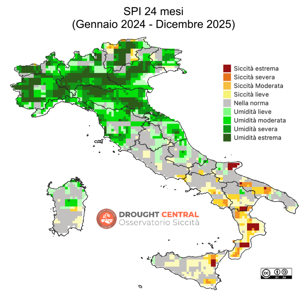 Mappa SPI24 mesi - Dicembre 2025
