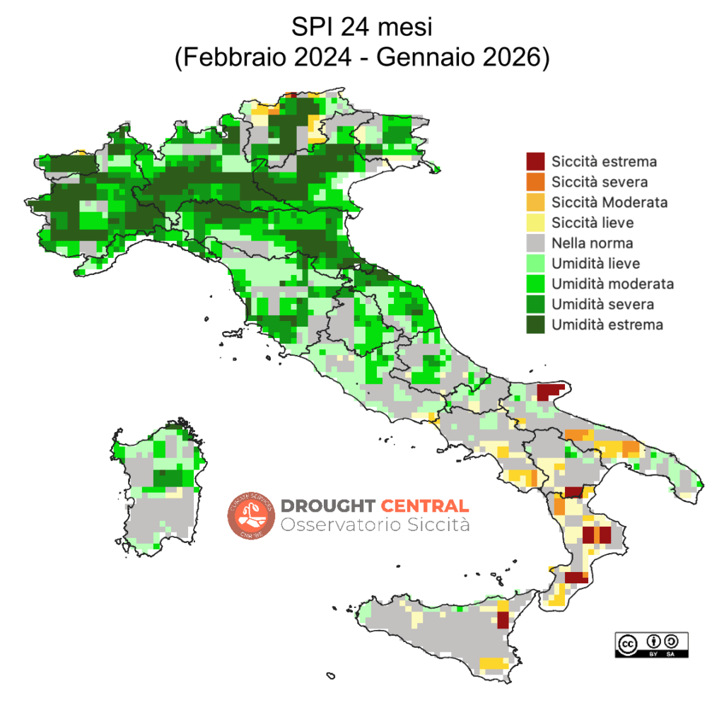 Indice SPI a 24 mesi - Gennaio 2026