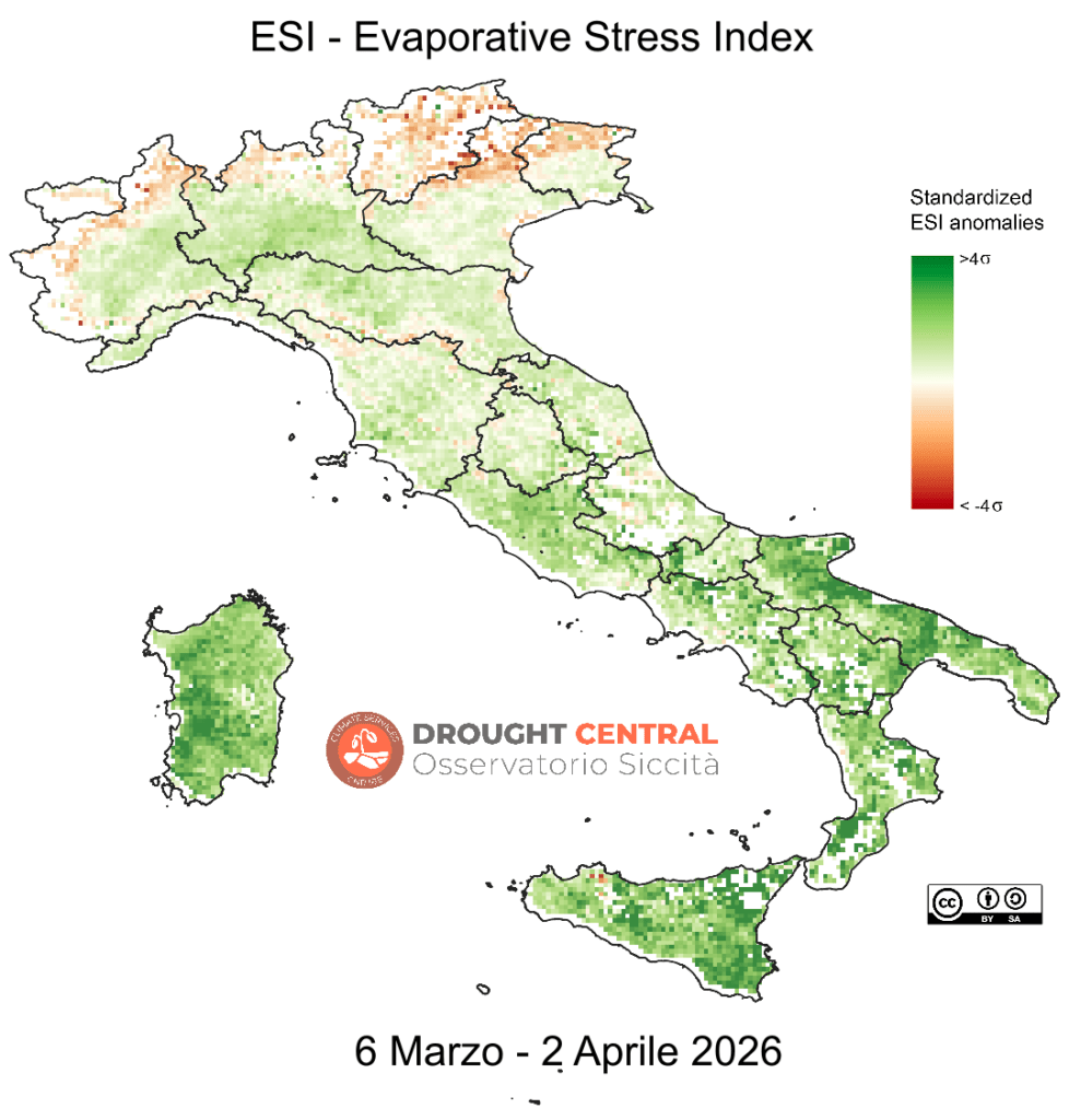 Evaporative Stress Index 4 settimane - Marzo 2026