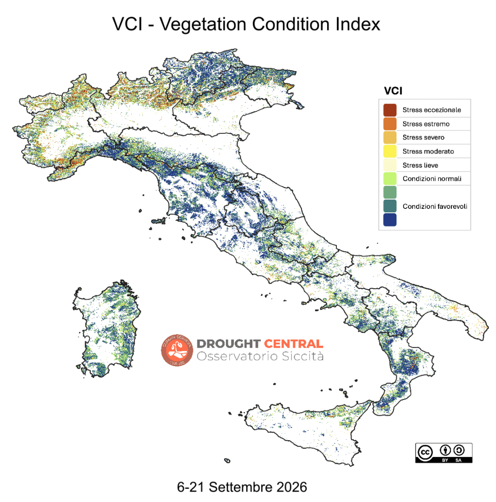 Indice di vegetazione VCI - 6-21 Settembre 2026